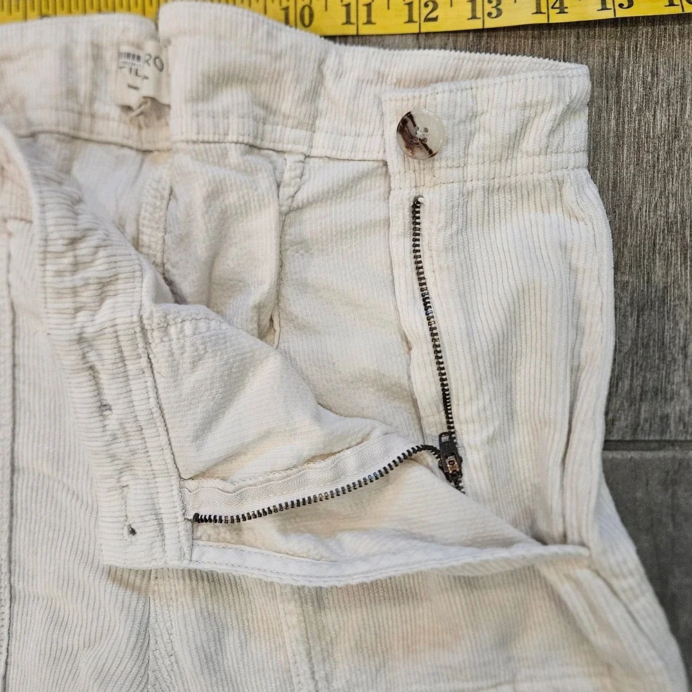 Pilcro The Kit High-Rise Wide-Leg Utility Trousers‎ Size 30T Cream Cinch Retro